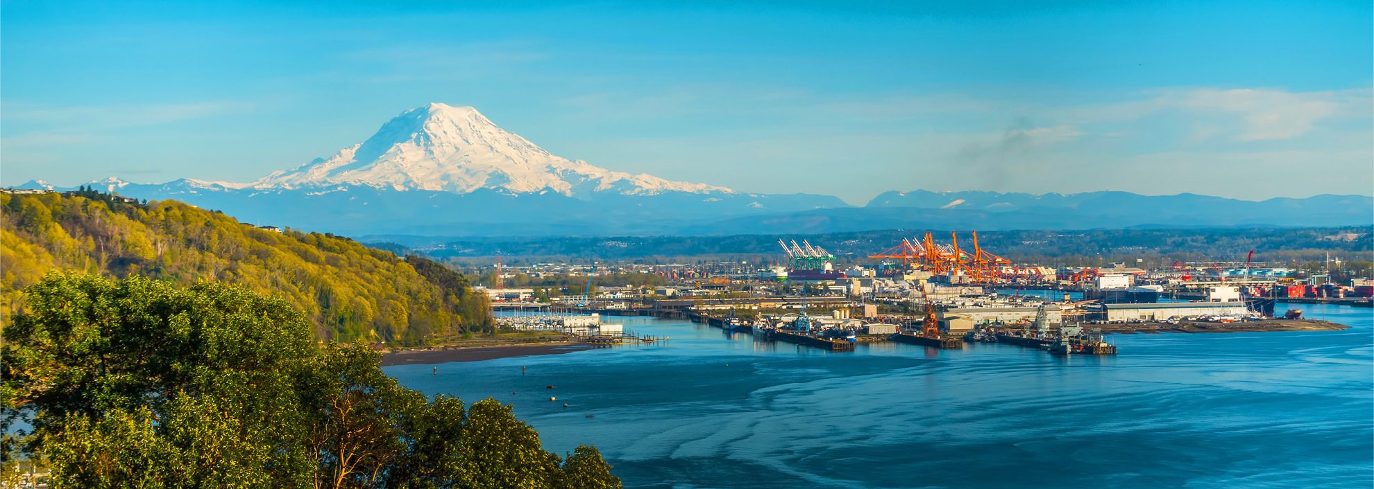 Aerial image of Tacoma, Washington from the port